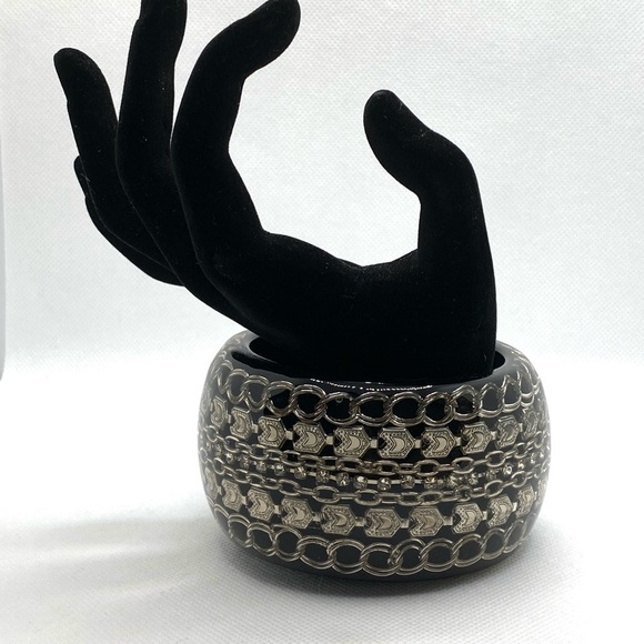 Bracelet Artisan Wooden Resin Heavy Chunky Statement Bangle 8” - Picture 8 of 10